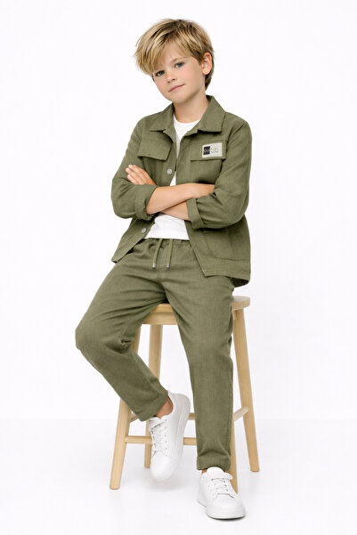 mini kanka 3-12 ani Băieți Jachetă verde kaki Pantaloni jogger Set tricou 3 p...