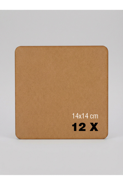 Babrika Ahşap Supla kare kesim ham MDF 3mm 14x14cm köşeleri yuvarlak kare mdf...