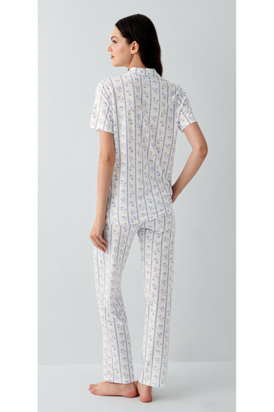 Arnetta Women'S, Blue, Shirt Collar, Modal, (with Socks as a Gift), Pajama Set