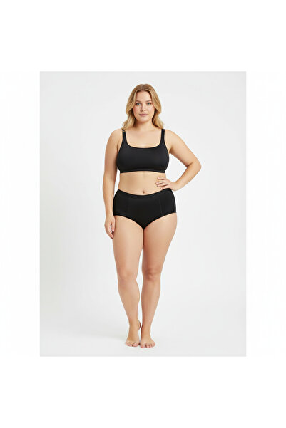 BONBON Women's Plus Size High Waist Satin and Tulle Fabric Black Color Pantie...