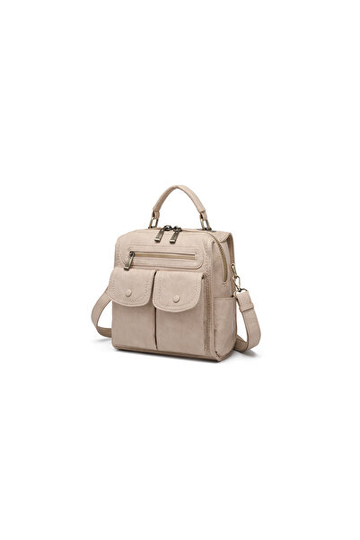 Solo Bag Κομψή τσάντα πλάτης και ώμου με δερμάτινο κάλυμμα πλύσης και λεπτομέ...