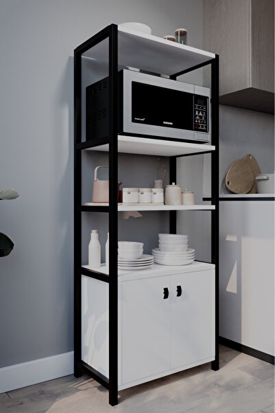 Morpanya Elise Mutfak Bangosu Mutfak Rafı Malzeme Dolabı Mikrodalga Fırın Raf...