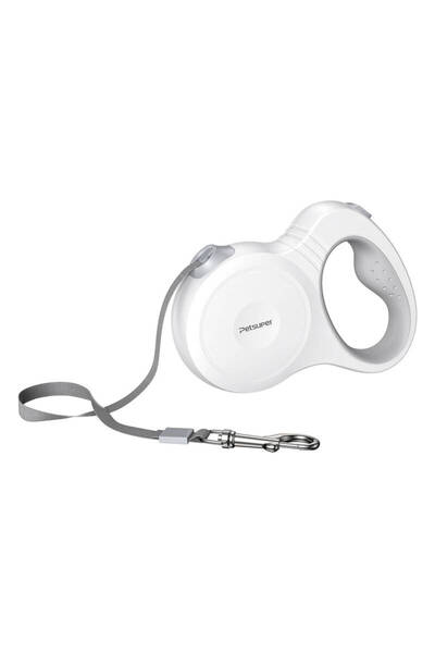 Petsuper 5m ανασυρόμενο λουρί για σκύλους, λευκό – Ανθεκτικό και χωρίς μπερδέ...