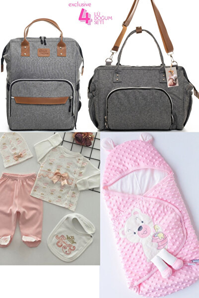 Beyaz Bebek مجموعة ولادة الطفل المكونة من 4 قطع (حقيبة كتف وحقيبة ظهر للعناية...