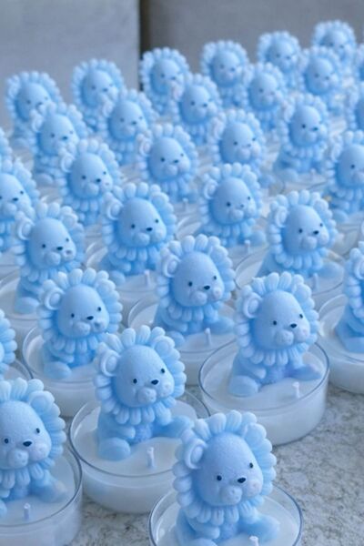 Miranın Hobileri Aslan Figürlü Mavi Bebek Hediyelik | 10 Adet Kutulu Set | Er...