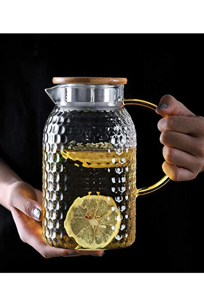 1Chase إبريق ماء من زجاج البوروسيليكات مع غطاء من الخيزران ومصفاة من الفولاذ ...