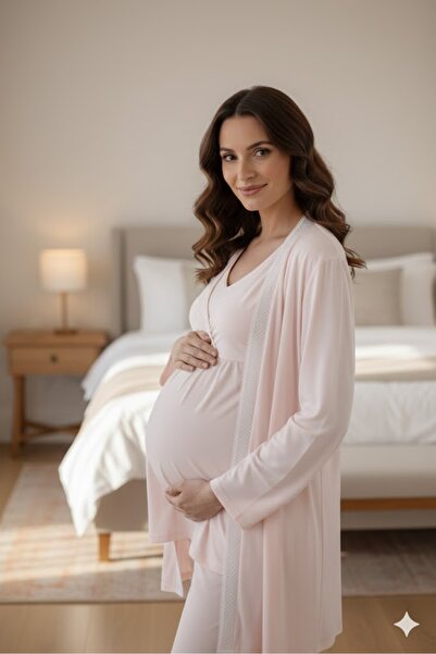 Pelin طقم بيجامة للحوامل من الدانتيل الناعم للنساء