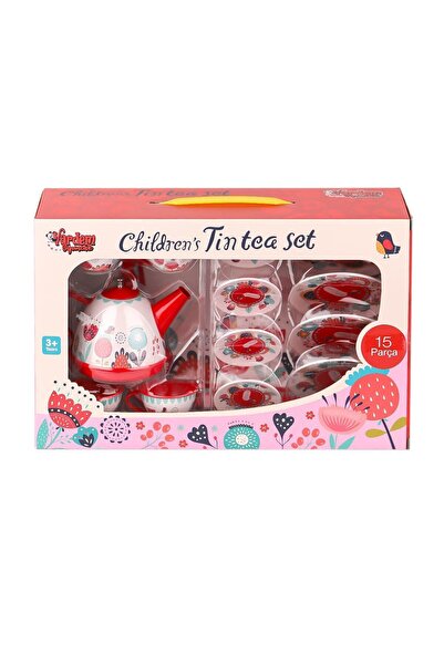 Russet 998A-998B Flower Patterned Metal Tea Set 15 Pieces -Vardem Toy