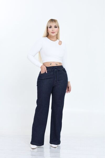 ASSO Plus Size High Waist Loose Pants with Elastic Waistband