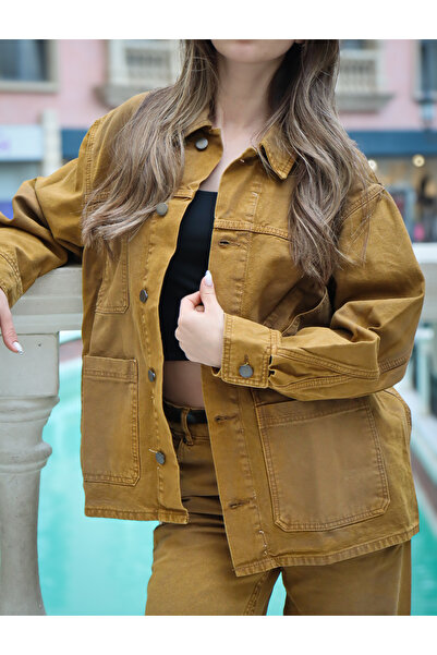 Messy.co Hardal Rengi Eskitmeli Denim Ceket