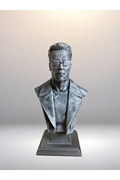 HobiHub Terminator Büst - Figür - Arnold Schwarzenegger - 12 CM El Boyaması PLA Plastik V2