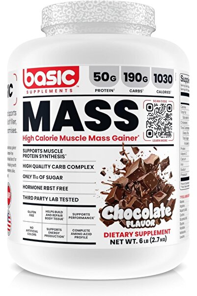 Basic Supplement مكمل غذائي لزيادة الوزن بنكهة الشوكولاتة، وزن 6 أرطال