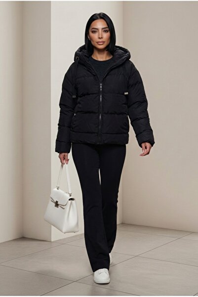 ALFUDO Moda Collection Women's Hooded Stand Collar Inflatable Coat