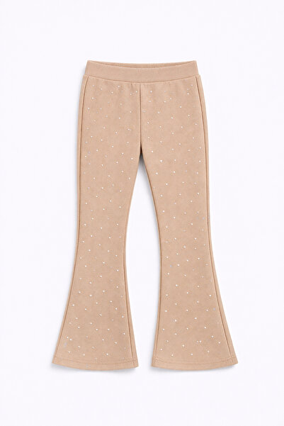 mini kanka بنطلون بناتي منسوج بنمط فلير بتفاصيل حجرية للأعمار من 4 إلى 12 سنة...