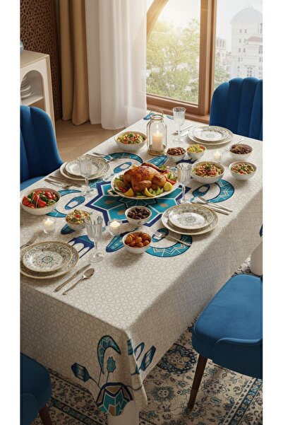Tropikhome Ramazan Temalı Masa Örtüsü Dijital Baskılı 150X220 cm Masa Örtüsü