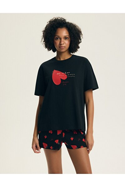 Henderson Women's Short Pajamas Set T-Shirt & Shorts Heart Love Pattern Class...