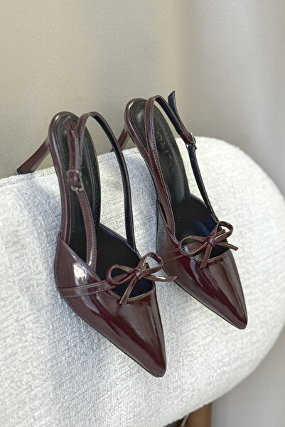 GOFFSHOES Women's Sinco Bow Heeled Shoes - Brown-Patent Leather