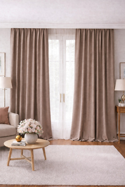 SHY TEKSTİL Lüks 1.Sınıf Eleganse Vizon Rengi Karartma Blackout Tek Kanat Düz...