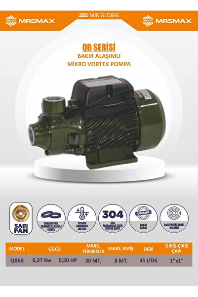 İBELTECH QB60 BAKIR ALIŞIMLI MİKRO VORTEX POMPA 2 KAT 2 DAİRE