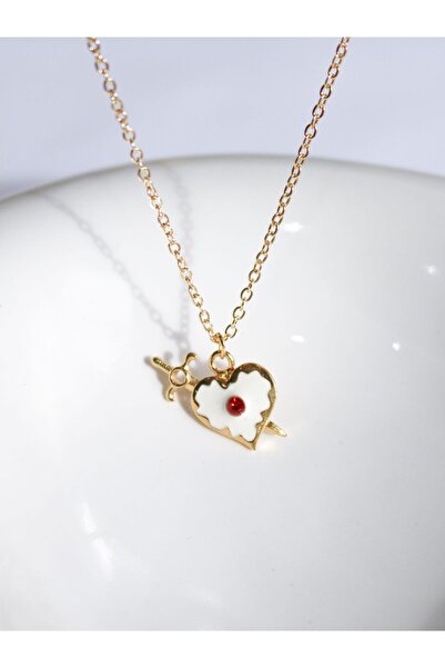 Reorah Collection قلادة على شكل سيف على شكل قلب مرصعة بحجر الزركون الأحمر