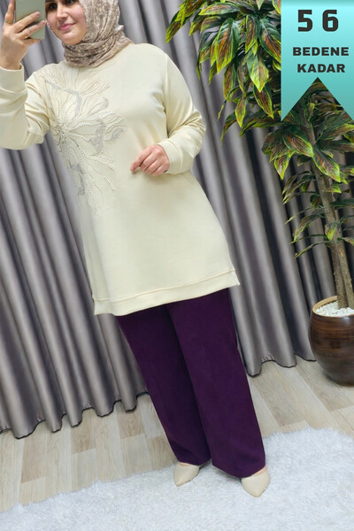 Elmas Tesettür Women's Clothing Plus Size Wide Leg Cotton Pocket Lined Nergiz...