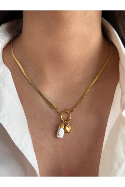 h&b design jewel Çelik 3 Charmlı İtalyan Zinciri Kolye