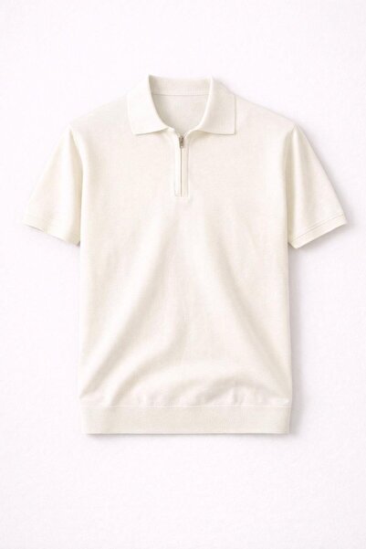 Valiberta Linus Zippered Polo Collar Short Sleeve Slim Knitwear Men's T-Shirt...