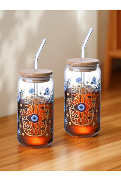 1Chase طقم من قطعتين - أكواب شرب من زجاج البوروسيليكات بتصميم عين الحسد، سعة ...