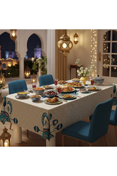 Tropikhome Ramazan Temalı Masa Örtüsü Dijital Baskılı 150X220 cm Masa Örtüsü