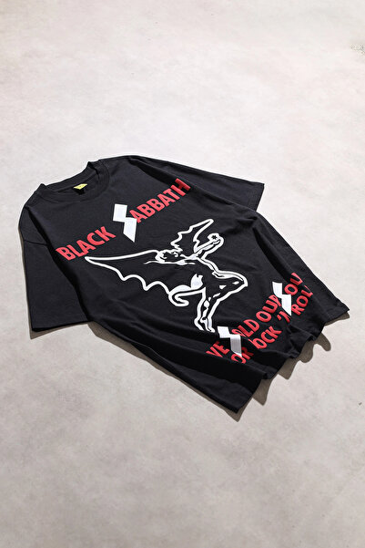 Overdrive Black Sabbath Oversize Unisex Black Short Sleeve Tshirt "We Sold Our Soul for Rock'N' Roll"