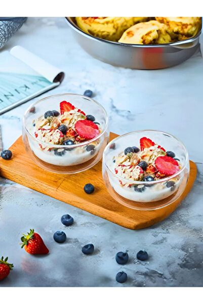 1Chase طقم من 4 قطع - وعاء زجاجي مزدوج الجدار للغمس سعة 100 مل