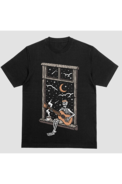 Kartier Tricou Unisex Negru Guitar Skeleton