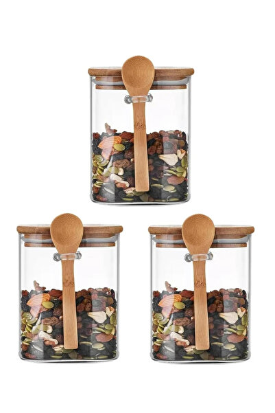 1Chase طقم برطمان تخزين زجاجي من البوروسيليكات مكون من 3 قطع مع غطاء من الخيز...