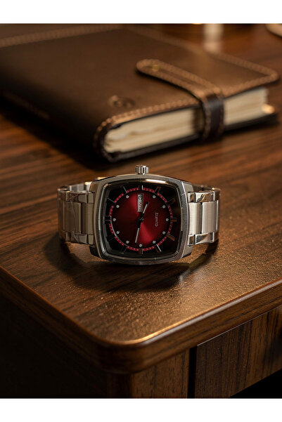 HOM Kırmızı çelik kasa erkek saati