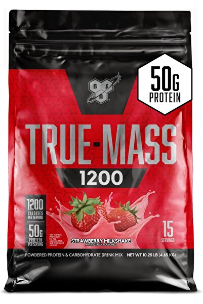 BSN TRUE-MASS Weight Gainer, Muscle Mass Gainer Protein Powder, Strawberry Mi...
