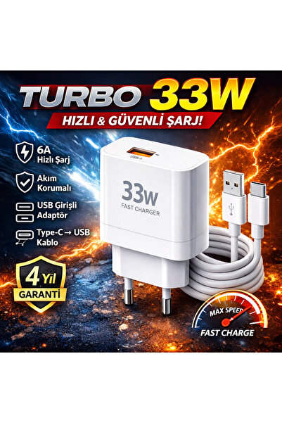 Astakos 33W Turbo Hızlı Şarj Aleti Type-C & USB – 6A Akım Destekli | Akım Kor...