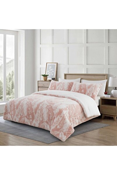 Orange Bed & Bath Feather | Winter Faux Fur Quilt Set (Single, 2 Pieces)