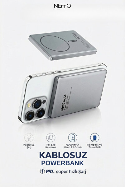 NEFFO MagSafe Uyumlu 6000 mAh Kablosuz Powerbank - PD Hızlı Şarj