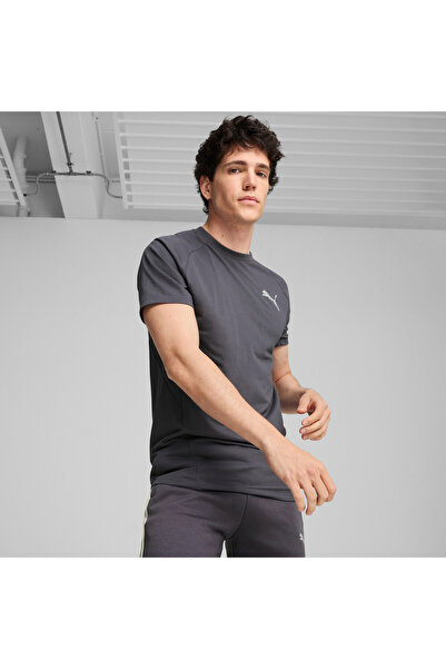 Puma تي شيرت رجالي EVOSTRIPE - رمادي