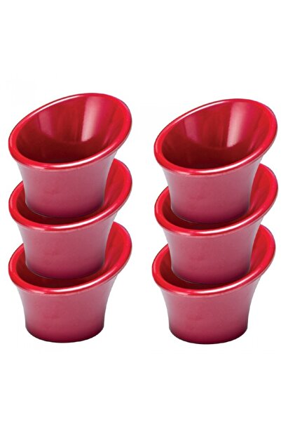 Culinaro Set of 6 melamine slanted bowls 4x7x6cm red