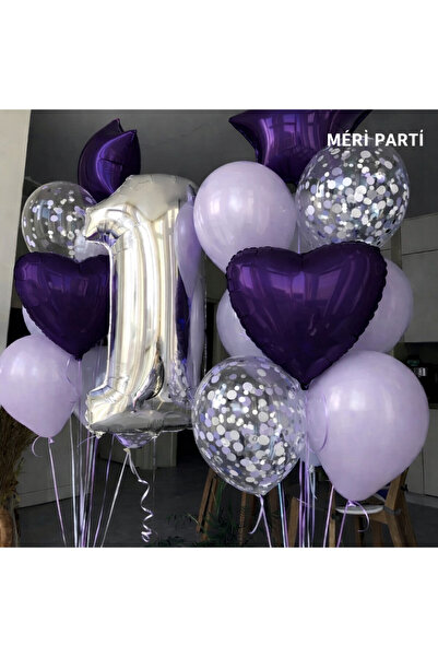 MERİ PARTİ 1 YAŞ DOĞUM GÜNÜ BALON YAŞ GÜNÜ YAŞ BALONU KALP YILDIZ FOLYO BALON...