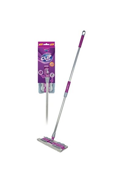 AREEN Clip Mop Floor Cleaning System with Purple Microfiber Head and Long Tel...