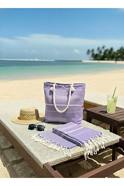 Life Line Pamuk Peştemal & Çanta Seti – Organik Hafif, Çok Amaçlı (Plaj • Ham...