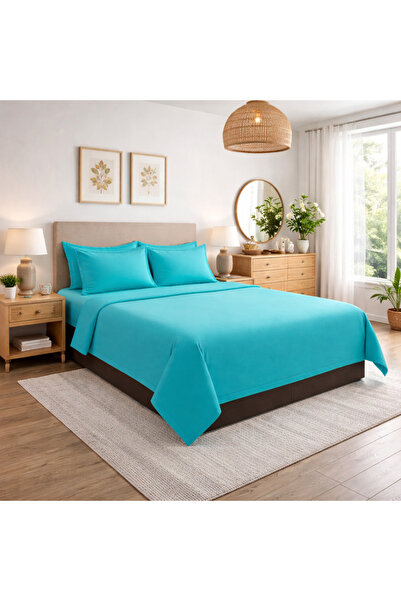 OEMN King-Size bed linen, 100% cotton Ranforce fabric, turquoise