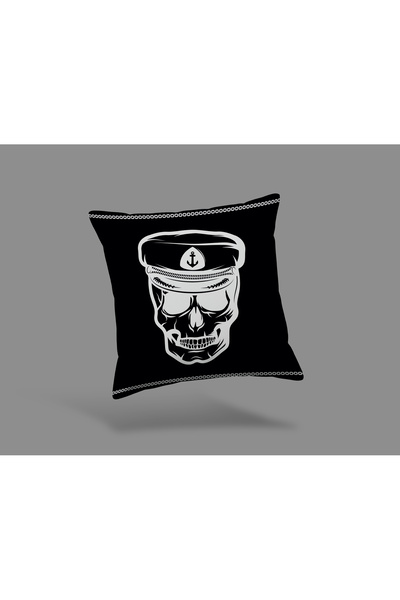 Karkan Tekstil Skull Pattern Printed Decorative Throw Pillow Cover