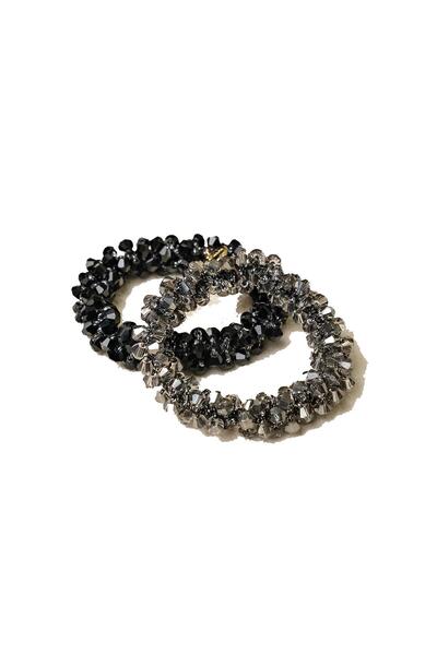 New Obsessions Agrafă de păr elastică cu piatră de cristal, pachet de 2