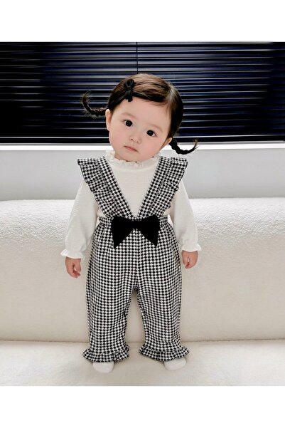 Jammybaby Kazayağı Desenli Fırfırlı Salopet Tulum ve %100 Pamuk Gipeli Bluz L...