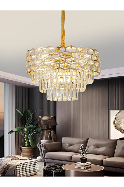 Apliqa Konrad 50'lik Yuvarlak Gold Kristalli Avize