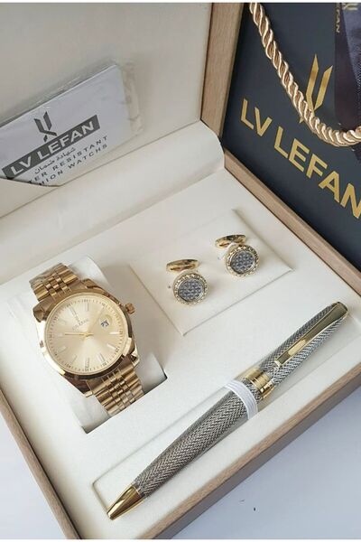 GLAMORA Men's waterproof set with cufflinks, pen, and luxury box