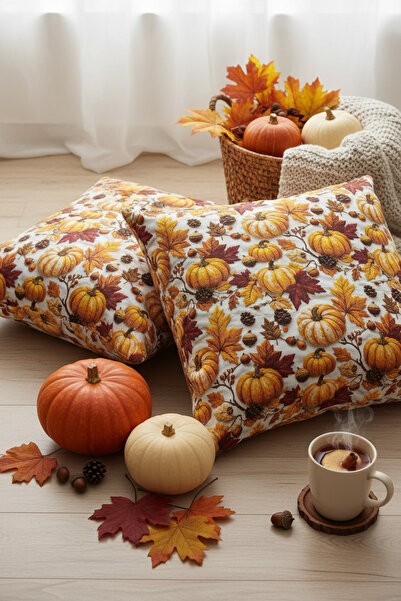 FARCY 2-Piece Square Shaped 3D Printed Linen Fabric Patterned Throw Pillow Co...